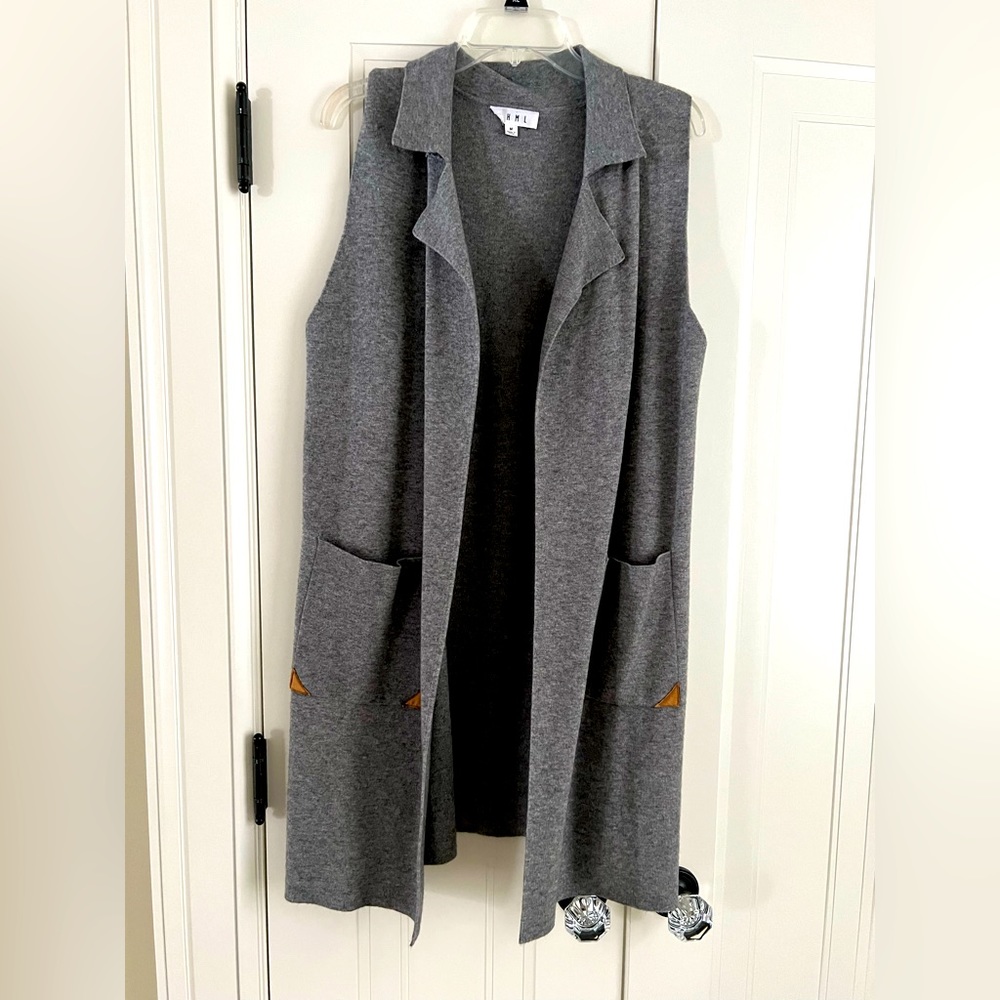 Grey sweater open long cardigan